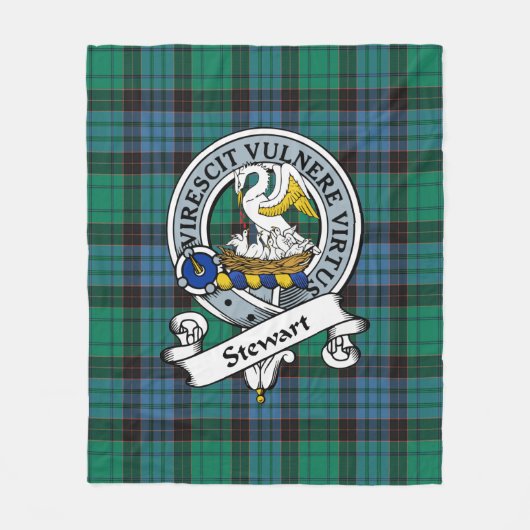 Stewart Old Ancient Clan Badge Tartan Pset Fleece Deken (Voorkant)