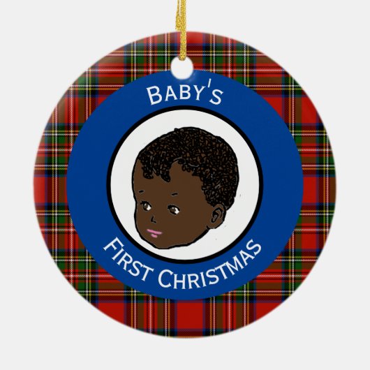 Stewart Pset Black Baby's eerste Kerstmis Keramisch Ornament (Achterkant)