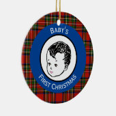 Stewart Pset Black Hair Baby's eerste Kerstmis Keramisch Ornament (Rechts)