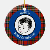 Stewart Pset Black Hair Baby's eerste Kerstmis Keramisch Ornament (Achterkant)