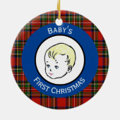 Stewart Pset Blonde Hair Baby's eerste Kerstmis Keramisch Ornament (Achterkant)