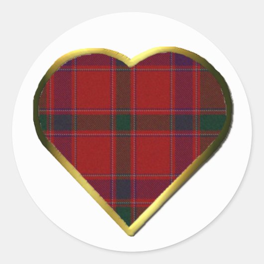 Stewart Red Plaid Heart Envelope Seal Ronde Sticker (Voorkant)