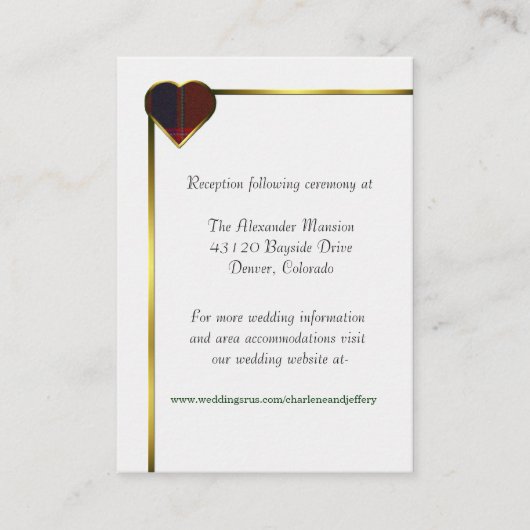 Stewart Red Pset Heart Wedding Enclosure Informatiekaartje (Voorkant)