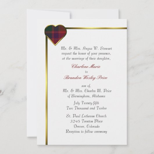 Stewart Red Pset Heart Wedding Kaart (Voorkant)