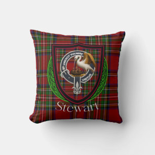 Stewart Schotse Clan Tartan & Crest Kussen