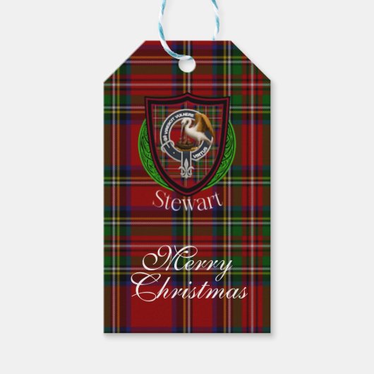 Stewart Schotse Clan Tartan & Wapen Cadeaulabel (Voorkant)