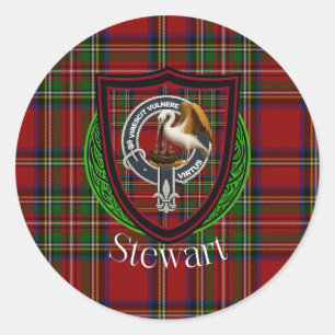 Stewart Schotse Clan Tartan & Wapen Ronde Sticker
