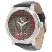 Stewart Schotse Clan Tartan & Wapenembleem Horloge (Gekanteld)