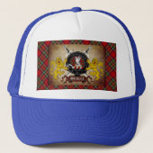 Stewart Schotse Tartan & Badge Trucker Hoed Trucker Pet (Voorkant)