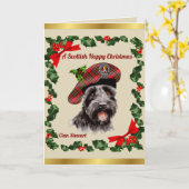 Stewart Scottie Dog gepersonaliseerde Xmas Kaart (Gele Bloem)