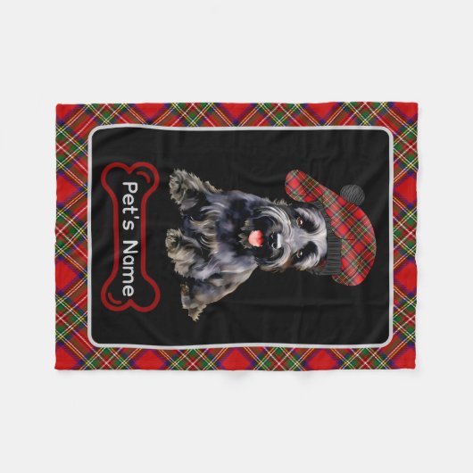 Stewart Scottie Dog Tartan Gepersonaliseerde hond Fleece Deken (Voorkant (Horizontaal))