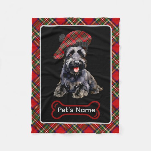 Stewart Scottie Dog Tartan Gepersonaliseerde hond Fleece Deken (Voorkant)