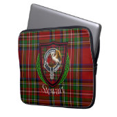 Stewart Scottish Clan Tartan and Crest Laptop Sleeve (Voorkant Links)
