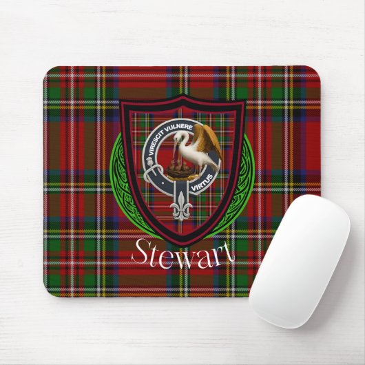 Stewart Scottish Clan Tartan and Crest Muismat (Met muis)