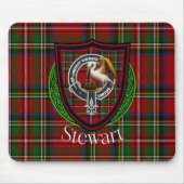 Stewart Scottish Clan Tartan and Crest Muismat (Voorkant)