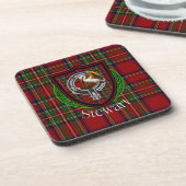 Stewart Scottish Clan Tartan & Crest Bier Onderzetter (Linkerzijde)