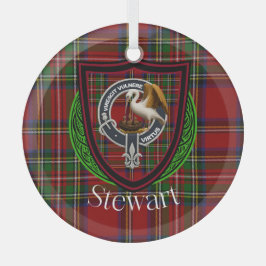 Stewart Scottish Clan Tartan & Crest Glas Ornament