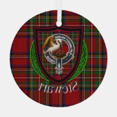 Stewart Scottish Clan Tartan & Crest Glas Ornament (Achterkant)
