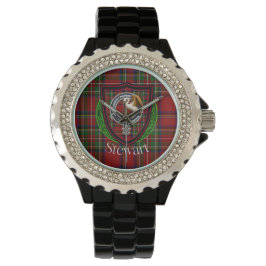 Stewart Scottish Clan Tartan & Crest Horloge