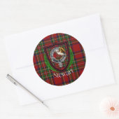 Stewart Scottish Clan Tartan & Crest Ronde Sticker (Envelop)
