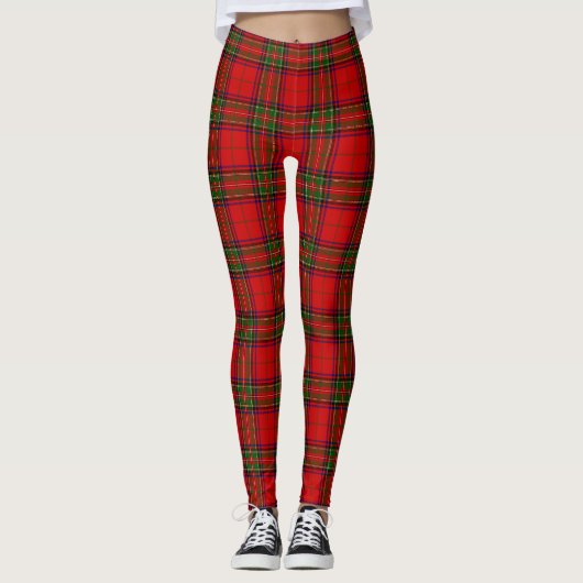 Stewart/Stuart tartan roodgroene pleister Leggings (Voorkant)