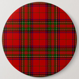 Stewart/Stuart tartan roodgroene pleister Ronde Button 6,0 Cm
