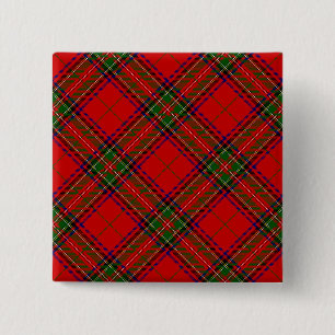 Stewart/Stuart tartan roodgroene pleister Vierkante Button 5,1 Cm