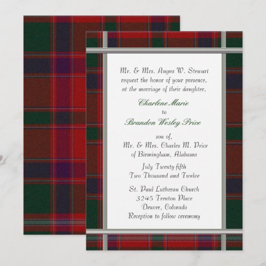 Stewart Tartan Bond Uitnodiging (Voorkant / Achterkant)