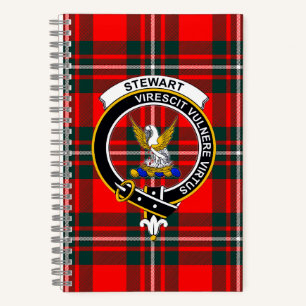 Stewart Tartan en Clan Badge Spiraal Notebook Notitieboek