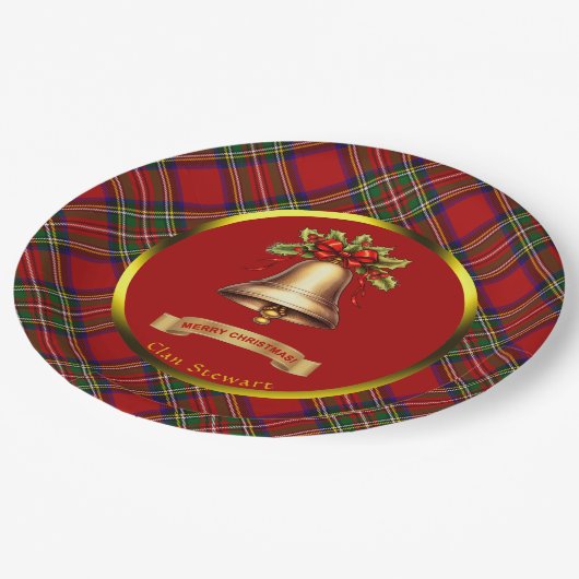Stewart Tartan Gepersonaliseerde Kerstmis Papieren Bordje (Gekanteld)