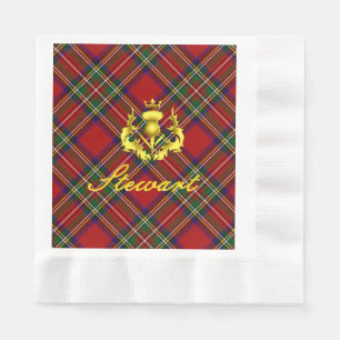 Stewart Tartan & Gouden Kroontistel Servet