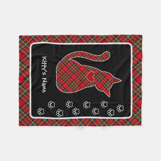 Stewart Tartan Kat gepersonaliseerd Fleece Deken (Voorkant (Horizontaal))