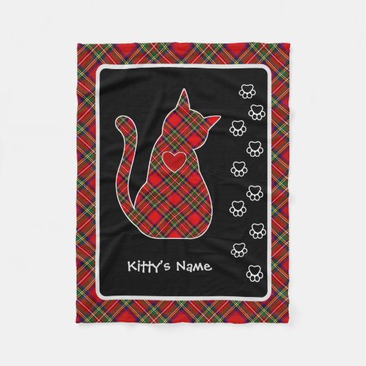 Stewart Tartan Kat gepersonaliseerd Fleece Deken (Voorkant)