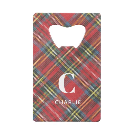 Stewart Tartan Plays Print Creditkaart Flessenopener (Voorkant)