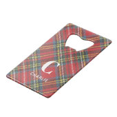 Stewart Tartan Plays Print Creditkaart Flessenopener (Voorkant Gekanteld)