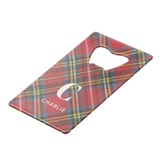 Stewart Tartan Plays Print Creditkaart Flessenopener (Achterkant Gekanteld)