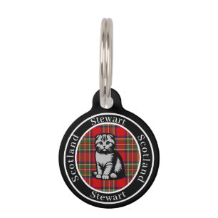 Stewart Tartan & Schotse Kitty Gepersonaliseerd Huisdierpenning
