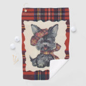 Stewart Tartan  Scottie Dog Golfhanddoek (Insitu)