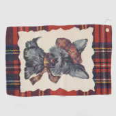 Stewart Tartan  Scottie Dog Golfhanddoek (Horizontaal)