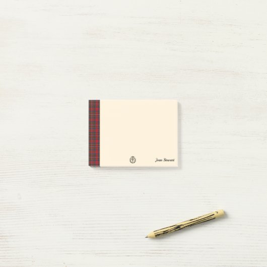Stewart Tartan & Scottish Thistle Personalized Post-it® Notes (Op bureau)