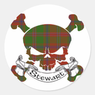 Stewart Tartan Skull Ronde Sticker