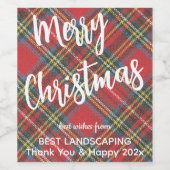 Stewart Tartan White Script, Bedrijfsnaam Set van  Wijn Etiket (Enkel label)