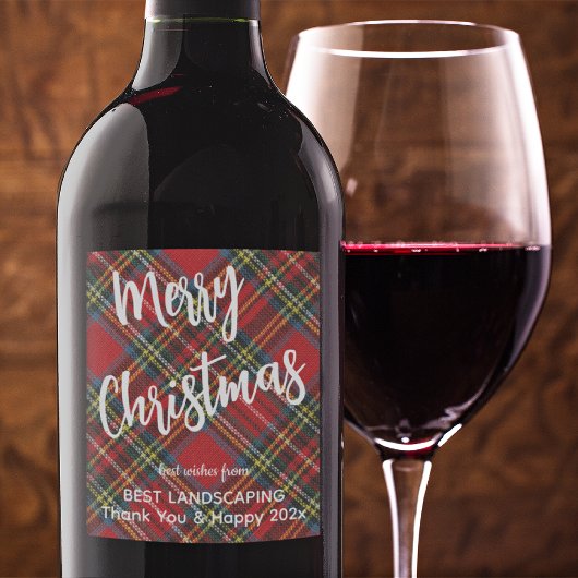 Stewart Tartan White Script, Bedrijfsnaam Set van  Wijn Etiket