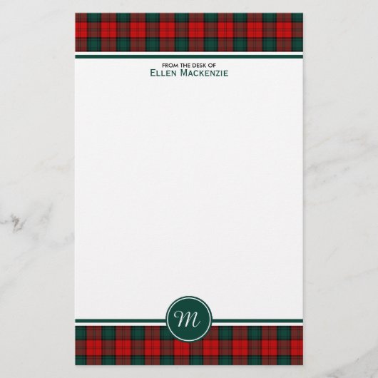 Stewart van Atholl Clan Tartan Monogram Briefpapier (Voorkant)