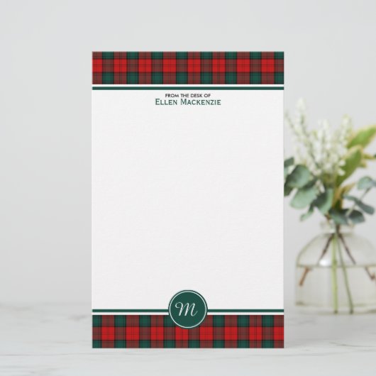 Stewart van Atholl Clan Tartan Monogram Briefpapier (Staand voorkant)