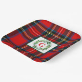 Stewart Xmas Plaid MONOGRAM Handgeschilderde krans Papieren Bordje (Gebogen)