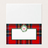 Stewart Xmas Plaid Wreath Monogram Place kaart (Buitenkant ongevouwen)