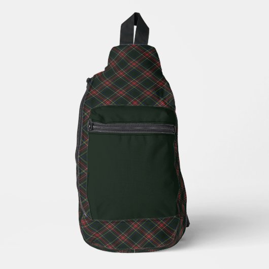 Stewart Zwart Schots Clan Tartan Sling Bag (Voorkant)