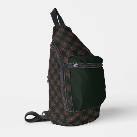 Stewart Zwart Schots Clan Tartan Sling Bag (Linkerhoek)