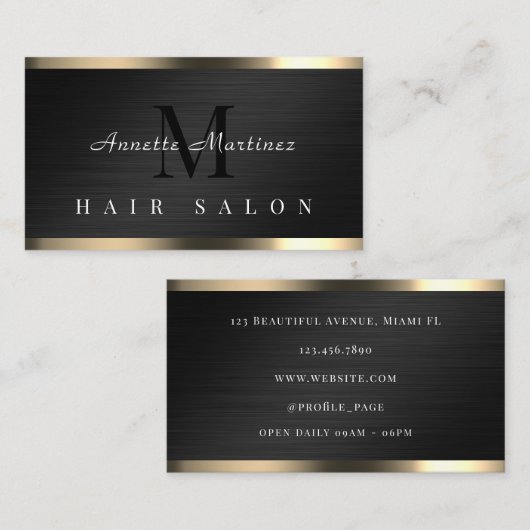 Stextuur van zwarte metalen visitekaartje (Voorkant / Achterkant)